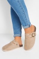 zuecos de antelina beige en ancho especial