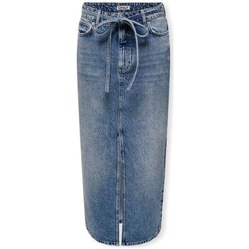 Only Falda Gianna Belted Skirt - Medium Blue Denim para mujer