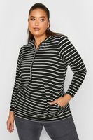 top negro de rayas con capucha mujer curvy y tallas grandes yours