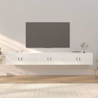 muebles para tv de pared 3 uds blanco brillante 100x345x40 cm vidaxl