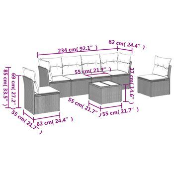 Conjunto De Sofá De Exterior (con Cojines, Combinación De 7 Piezas)