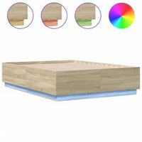 estructura cama con luces led madera roble sonoma 120x190 cm vidaxl