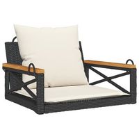 banco columpio  banco de jardin con cojines ratan sintetico negro 63x62x40 cm