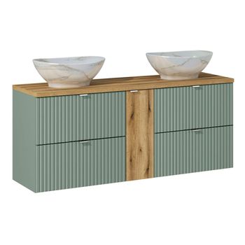 Mueble doble lavabo 140cm 4 cajones paneles de melamina y mdf verde