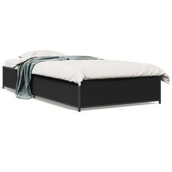 Estructura De Cama Madera De Ingeniería Y Metal Negro 90x200 Cm
