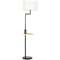 homcom lampara de pie con mesita auxiliar y pantalla de lino interruptor de cadena y cargador usb o40x168 cm natural   aosom espana