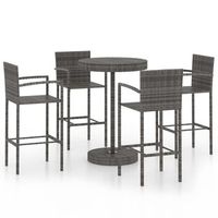 muebles de bar de jardin 5 uds  mesa y sillas ratan sintetico gris