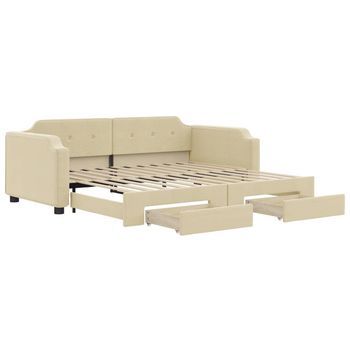 Sofá Cama | Cama Para Adultos Nido Con Cajones Tela Color Crema 80x200 Cm