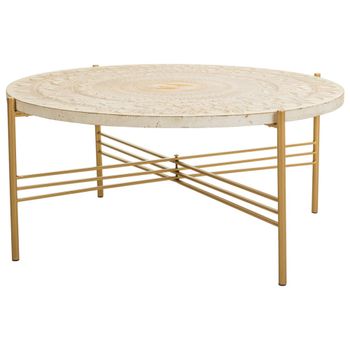 Mesa de centro de madera y metal blanca 80x80x36