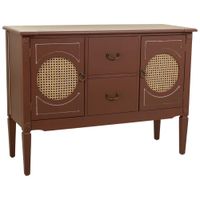 aparador de madera y ratan marron 106x40x78