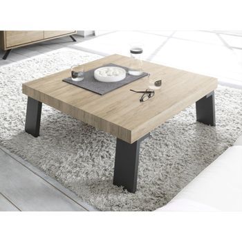 Mesa Baja Con Patas De Metal, Colección Show, Color Roble Claro