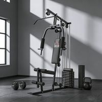 multiestacion musculacion homcom acero pu 135x103x200 cm negro
