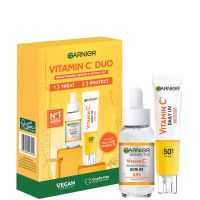 garnier vitamin c brightening serum  glow uv fluid spf 50 face duo set
