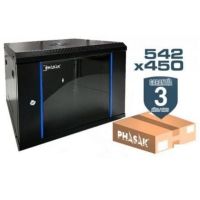 armario rack mural phasak pho 2212d 19 12u panel trasero extraible cristal templado negro