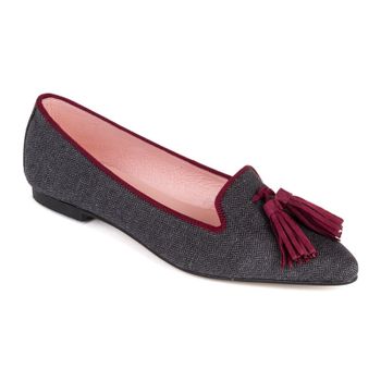 Slipper espiga gris-burdeos