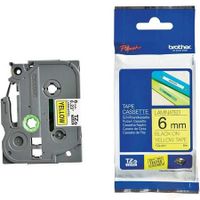 brother tze-611 original p-touch label tape 6mm x 8m black on yellow