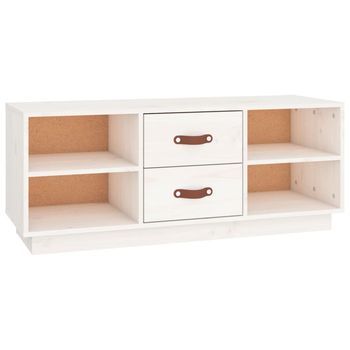 Mueble De Tv De Madera Maciza De Pino Blanco 100x34x40 Cm Vidaxl