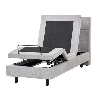 Cama Articulada Eléctrica Moderna Mando A Distancia Ajustable Tapicería De Tela Gris Claro 80 X 200 Cm Viceroy