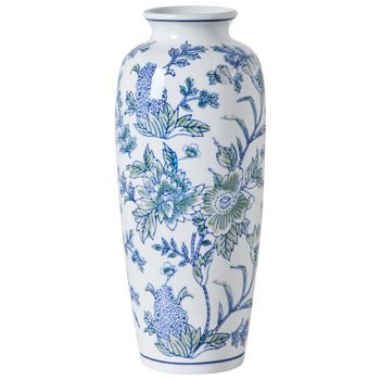 Jarrón Para Flores Florero Accesorio Decorativo De Porcelana Blanco Y Azul Guadix