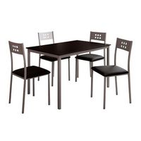 pack mesa y 4 sillas cocina pack en color negro mesa metal cristal silla acolchada polipiel