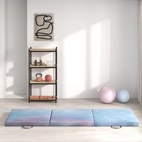 colchoneta de gimnasia homcom pu epe 180x60x5 cm azul y morado