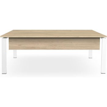 Mesa-escritorio Con Faldón. Estructura Metálica Abierta Blanco. 180x80 Cm. Roble. Ofilike