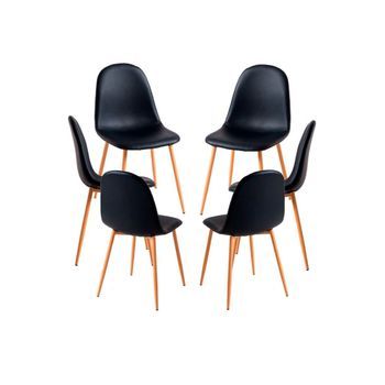 Pack 6 Sillas Teok Polipiel De Polipiel 84*39*42 Cm - Negro