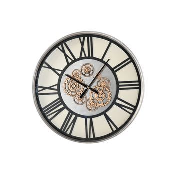 Reloj Pared Metal Cristal 60x8x60 Movimiento Negro