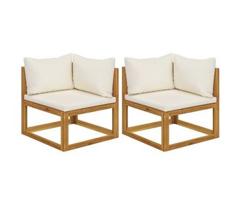 Vidaxl sofás de esquina modulares 2 uds con cojines tela blanco crema