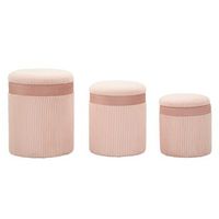 juego de 3 puf con contenedor color rosa cm o 405x495-35x42-31x38