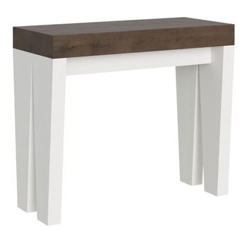 Consola Extensible 90x40/196 Cm Spimbo Mix Small Tapa Nogal - Patas Fresno Blanco