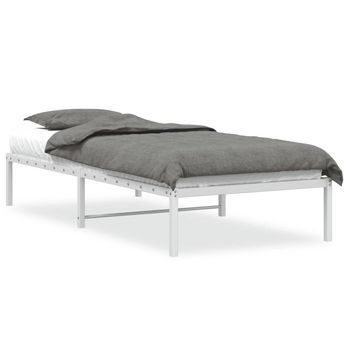 Cama Para Adulto | Cama Individual | Estructura De Cama Sin Colchón Metal Blanco 90x190 Cm
