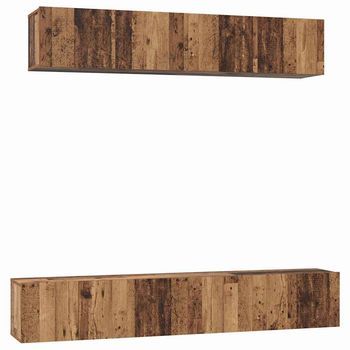 Conjunto De Mueble De Tv Montaje En La Pared 5 Uds | Mueble De Salón | Gabinete De Tv Madera Vieja