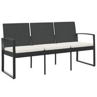 banco de jardin de 3 plazas  banco de exterior  silla de jardin con cojines pp aspecto ratan negro