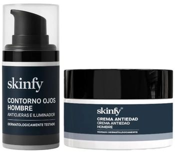 Skinfy Pack Hombre Cuidado Facial Completo – Crema Hidratante Antiedad 50 ml + Contorno de Ojos 15 ml