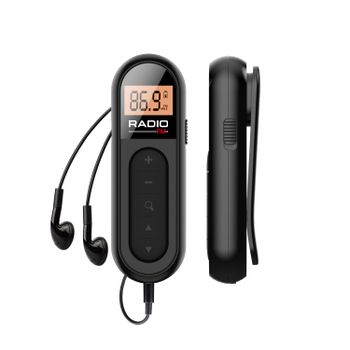 Radio FM portátil, Radio de bolsillo recargable con la mejor sintonización Digital de recepción, pantalla LCD, Clip de cinturón, auriculares de sonido estéreo Jac