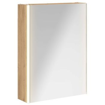 Armario Con Espejo De Baño | Mueble De Baño Roble Artesanal 53,5 X 15,5 X 70 Cm