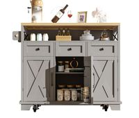 carrito de cocina de mdf con 3 puertas y 3 cajonesgris