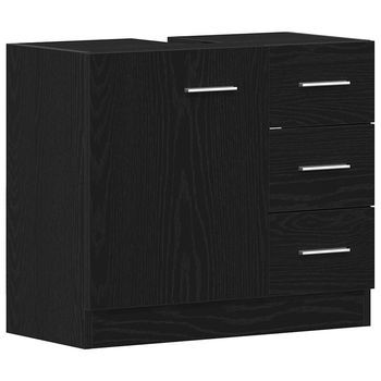 Mueble Para Lavabo De Roble Negro 63x30x54 Cm