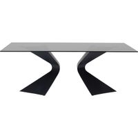 mesa de comedor para 8 personas de cristal y acero negro l200
