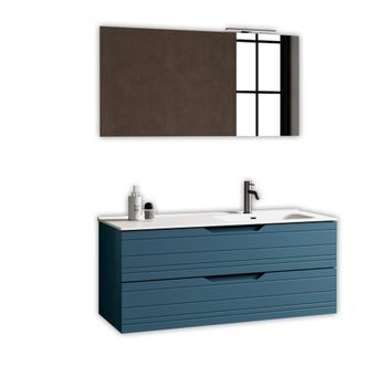Composición Baño Lavabo Derecha 4 Piezas Solmira Azul En Mdf