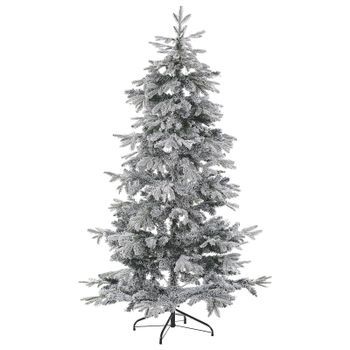 Árbol De Navidad Artificial Blanco Nieve Sintética 210 Cm Ramas Con Bisagras Festividad Tomichi