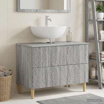 Vidaxl Mueble De Lavabo Para Baño Delft Sonoma Gris 82 X 41 X 59 Cm