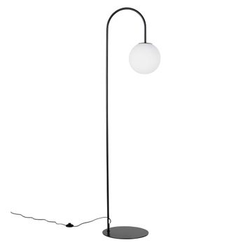 Lámpara de pie de metal negro y globo opaco Alt 182 cm