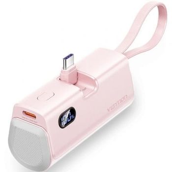 Power Bank Vention FHQP0 4800mAh 22.5W Rosa Ultraportátil con Cables Tipo C y Lightning