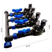 kit colector de riego  electrovalvula rain bird hv 1 9v  valvulas de mantenimiento  rollo de teflon 2 zonas