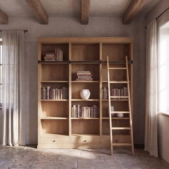 Librería de 190 cm de mango con escalera corredera