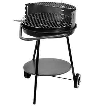 Barbacoa De Carbón Carro De Barbacoa Redonda 2 Ruedas Parrilla