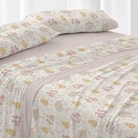 juego de sabanas 50 algodon floral cama de 150 cm - arena - burrito blanco