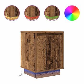 Mesillas De Noche Con Luces Led 2 Uds Madera Vieja 38x34x50 Cm Vidaxl